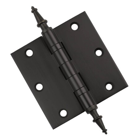 Embassy 3-1/2 x 3-1/2 Solid Brass Hinge, Oil Rubbed Bronze Finish with Steeple Tips 3535BBUS10BS-1